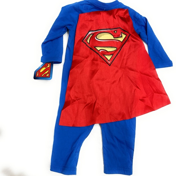 Superman 12M one piece costume/ PJs with removable attachable cape - Picture 4 of 9